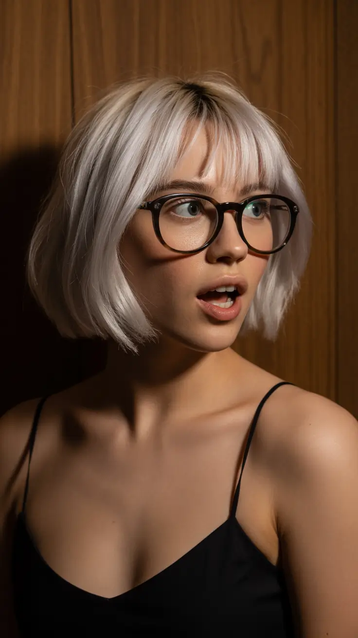 summer short haircut ideas 2026 Soft Platinum Baby Bob With Airy Fringe