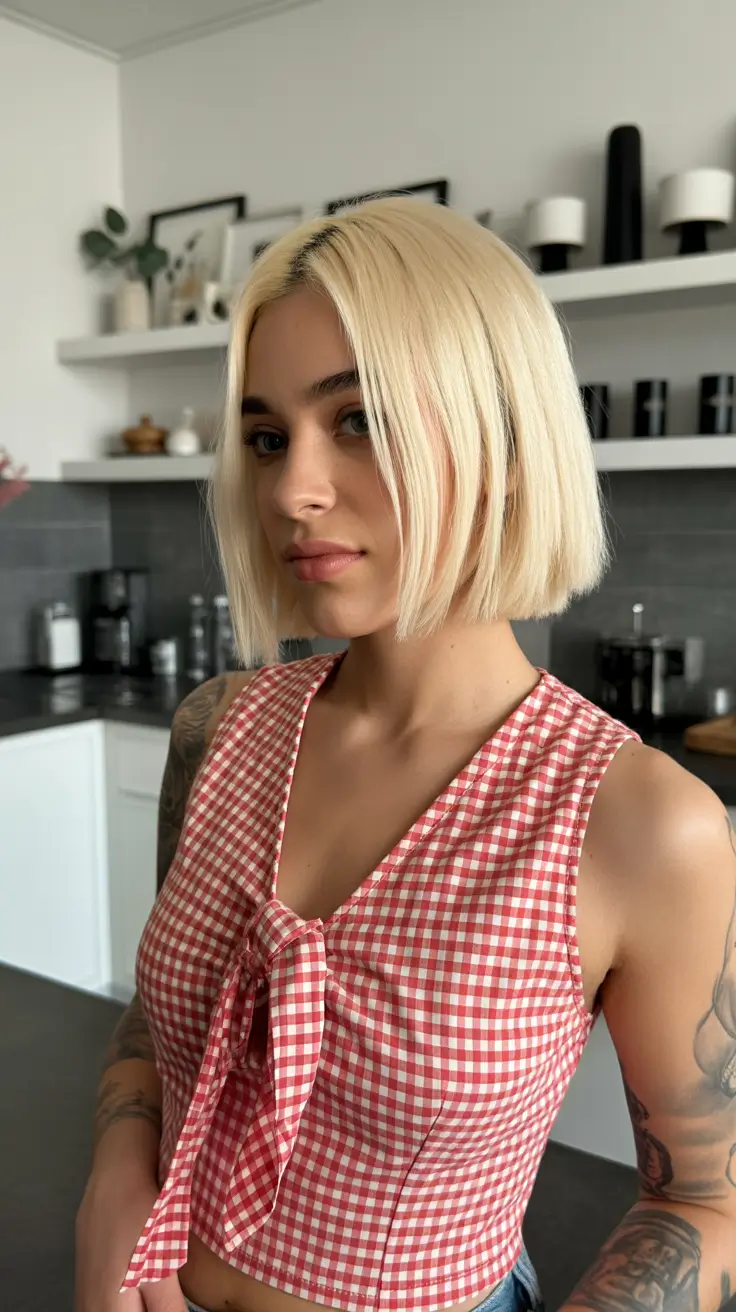 summer short haircut ideas 2026 Casual Vanilla Blunt Bob With Relaxed Texture
