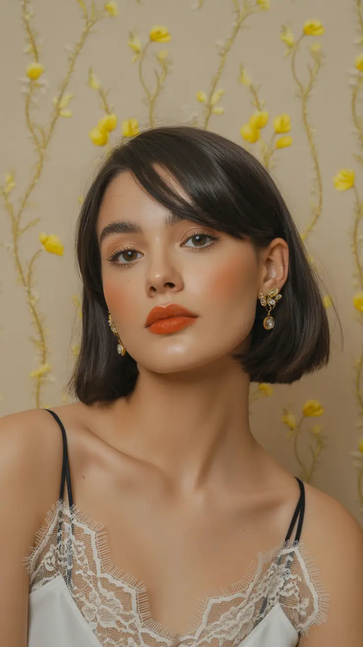 summer short haircut ideas 2026 Glossy Micro Bob With Clean Contour