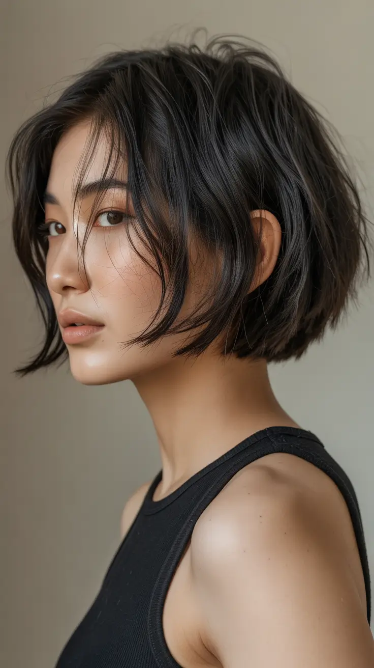 summer short haircut ideas 2026 Effortless Textured French Bob With Face Framing Layers