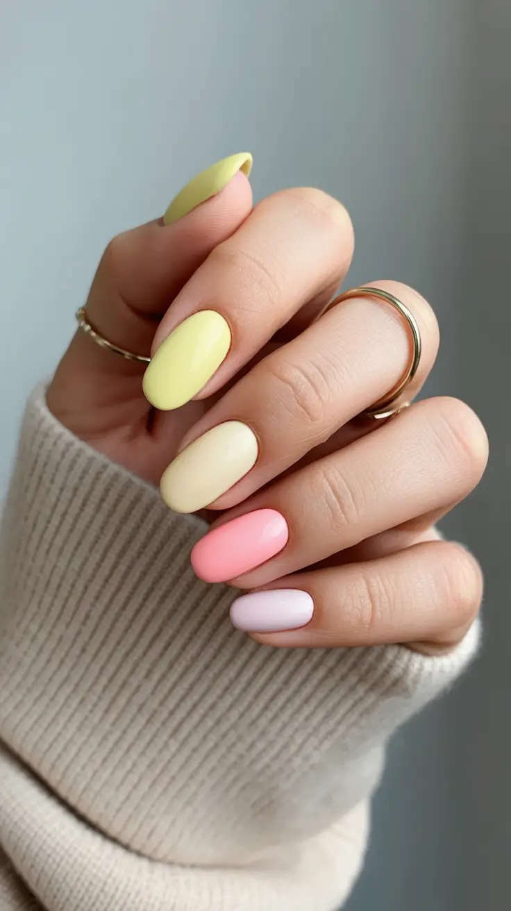 summer short nail inspo 2026 Soft Pastel Mix for a Playful Mood