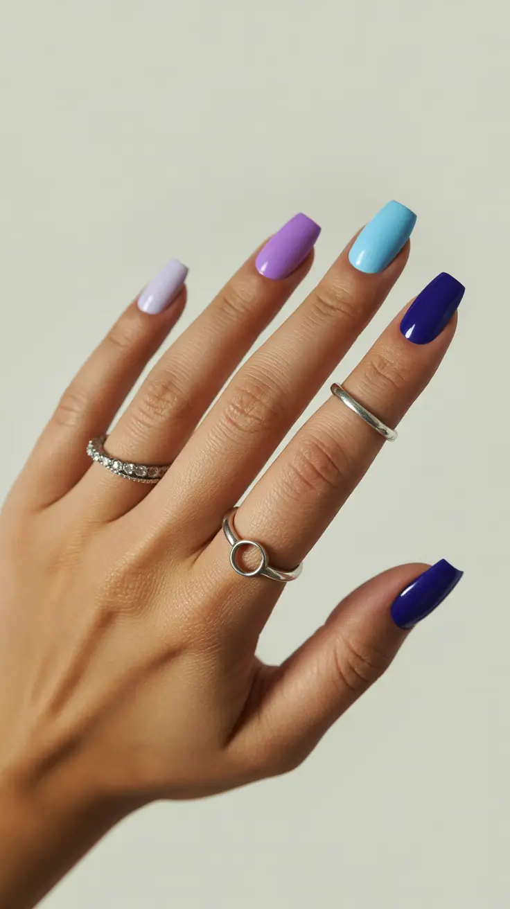 summer short nail inspo 2026 Cool-Toned Pastel Mix With a Modern Edge