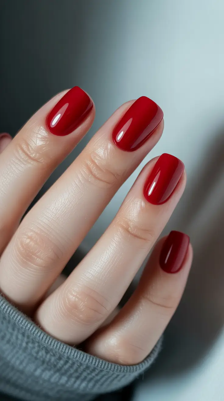 summer short nail inspo 2026 Classic Red With a High-Gloss Finish