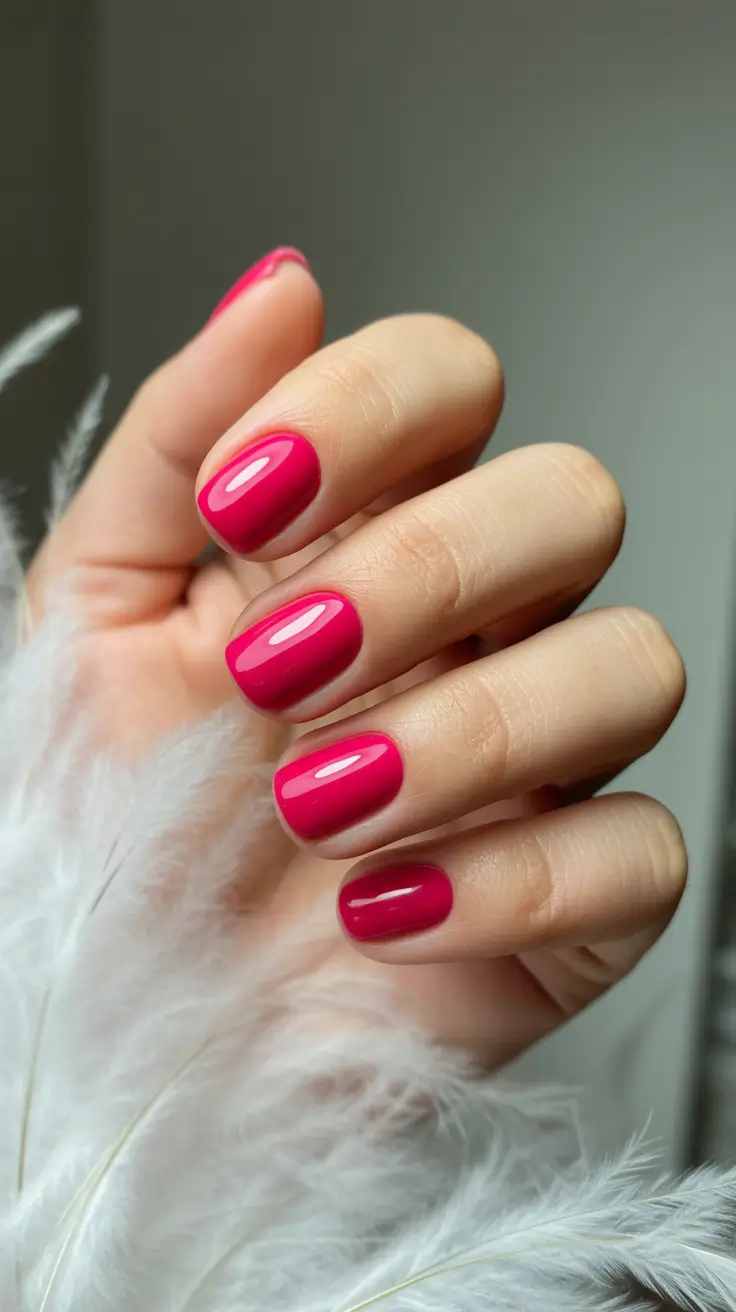 summer short nail inspo 2026 Hot Pink Shine for That Bold Summer Energy