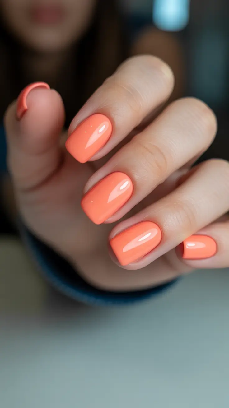 top spring nail colors 2026 Soft Coral Gloss for Bright Spring Simplicity