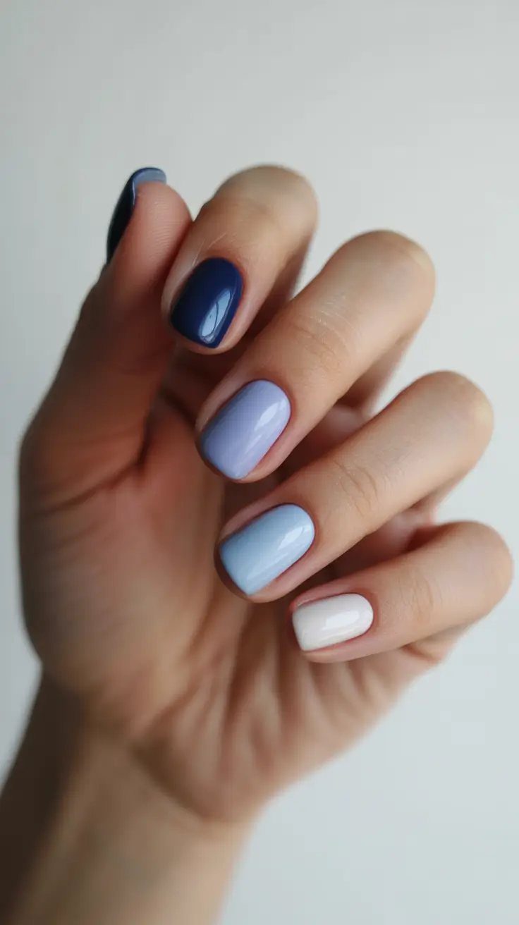 top spring nail colors 2026 Cool Blue Minimalist Combos for Short Nails