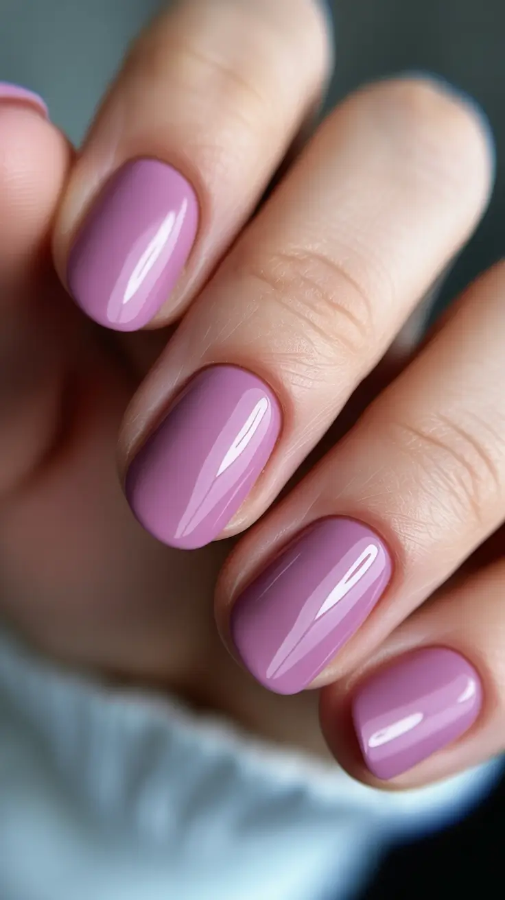 top spring nail colors 2026 Soft Lavender Gloss for Calm Spring Minimalism