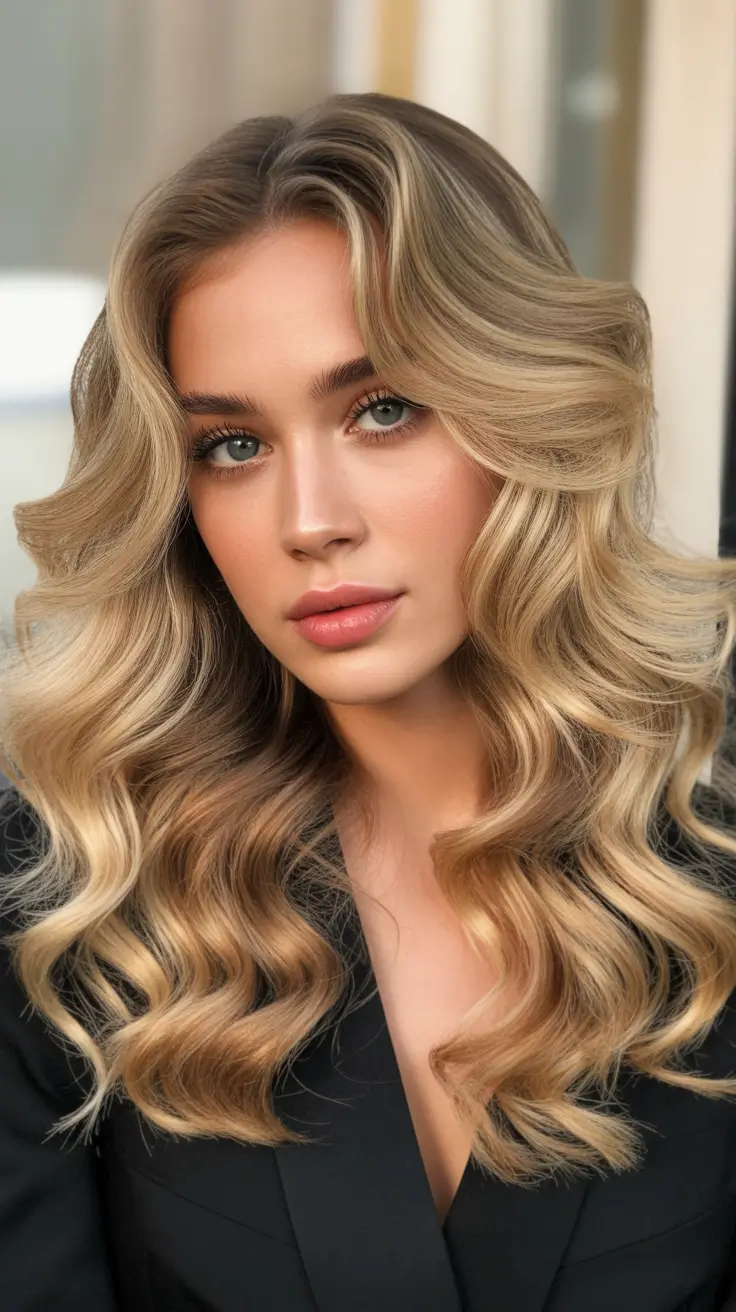 vibrant spring balayage hair color ideas 2026 Golden honey balayage with soft spring movement